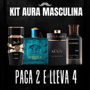 Kit Aura Masculina - 4 Perfumes Premium: ASAD | BHARARA | VERSACE| BVLGARI + Regalo